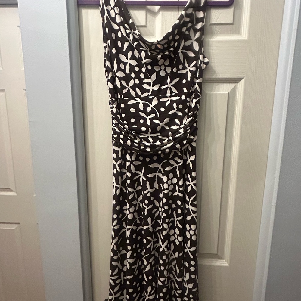 Maggy London Brown and White Maxi Dress